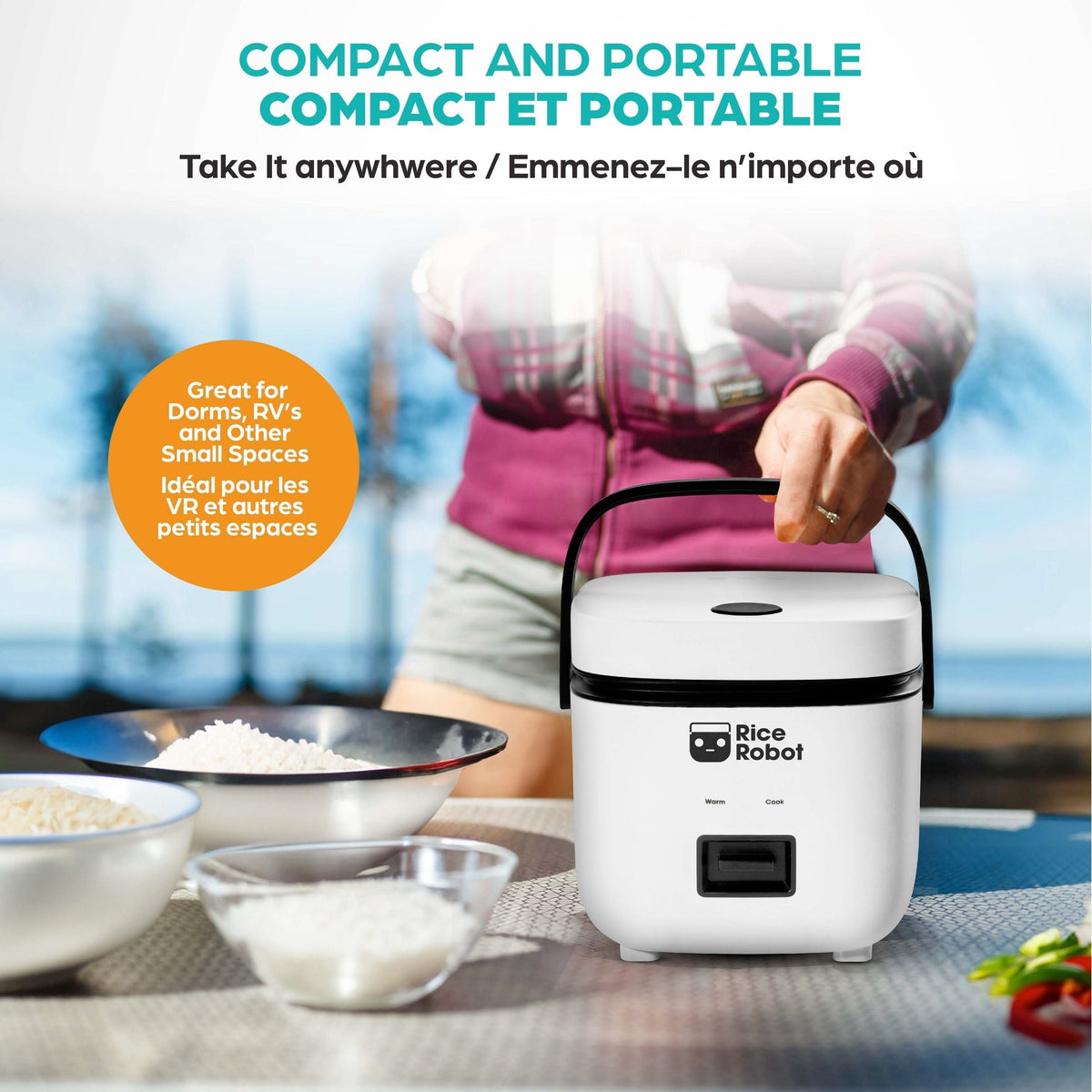 Ceramic Nonstick Rice Cooker, White, 1-qt J0M1 - product image 5