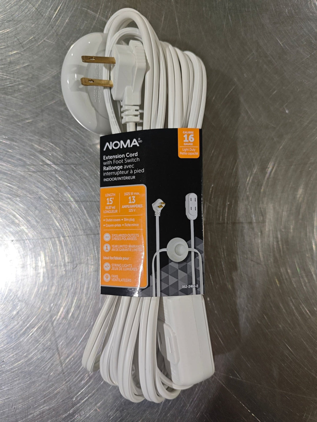 14-ft 7-in 16/2 Indoor Extension Cord, ON/OFF Foot Switch, White Q6I5 - product image 2