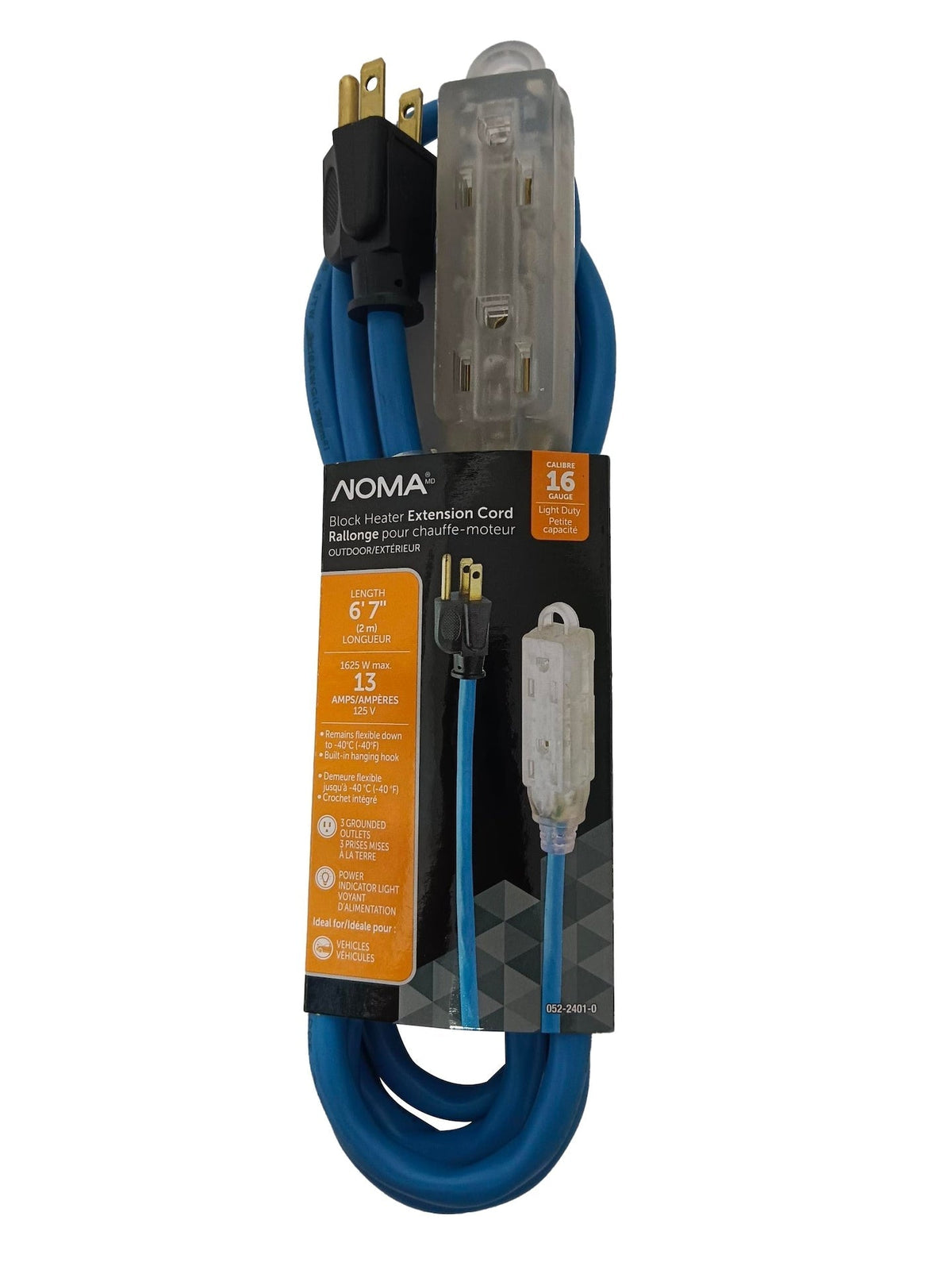 16/3 13 Amp All-Weather Block Heater Cord with Lighted End, Blue Y4I9 - product image 1