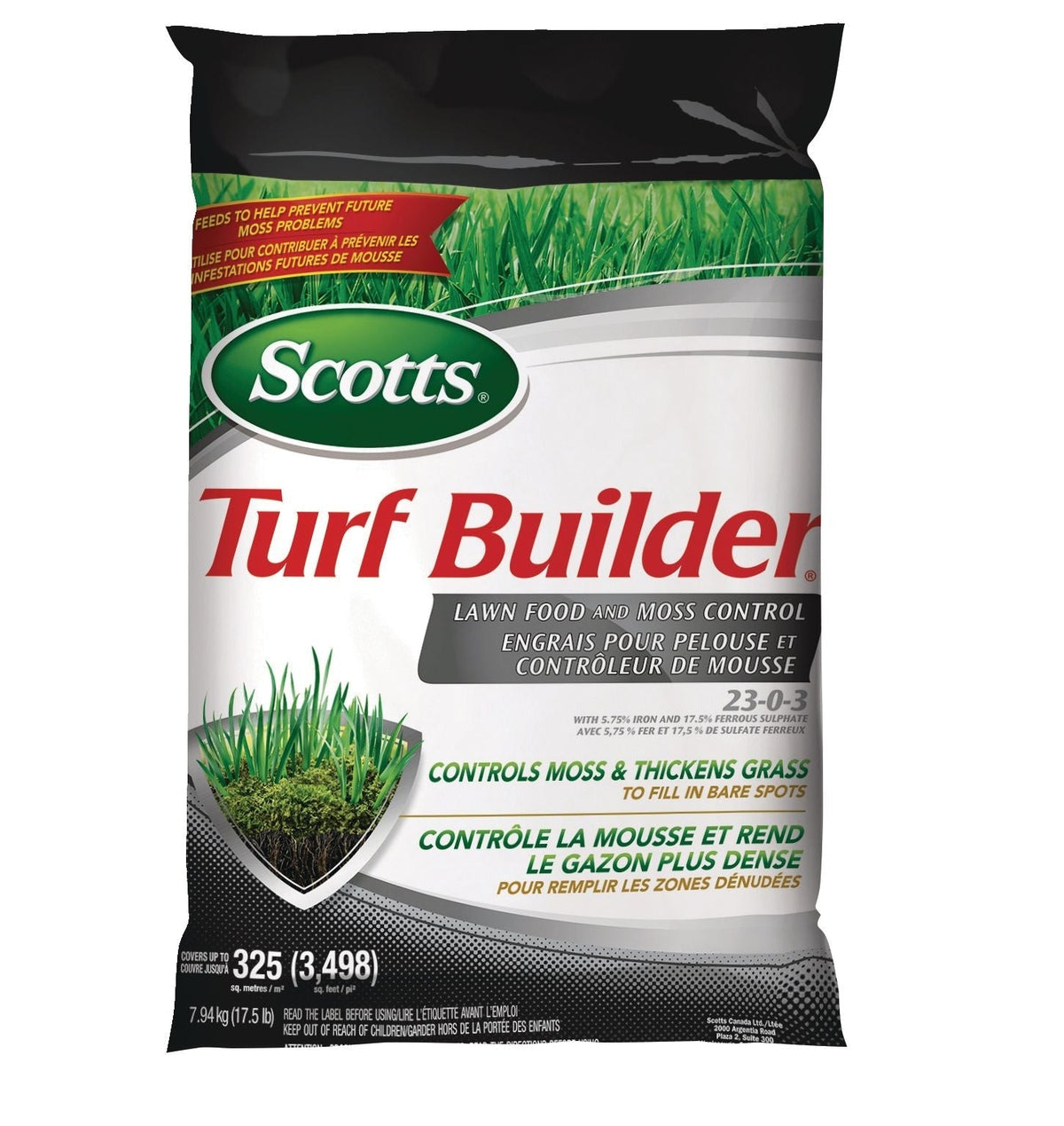 Turf Builder Lawn Food and Moss Control, 23-0-3, 7.94-kg, 325-m² Z6B5 - product image 1