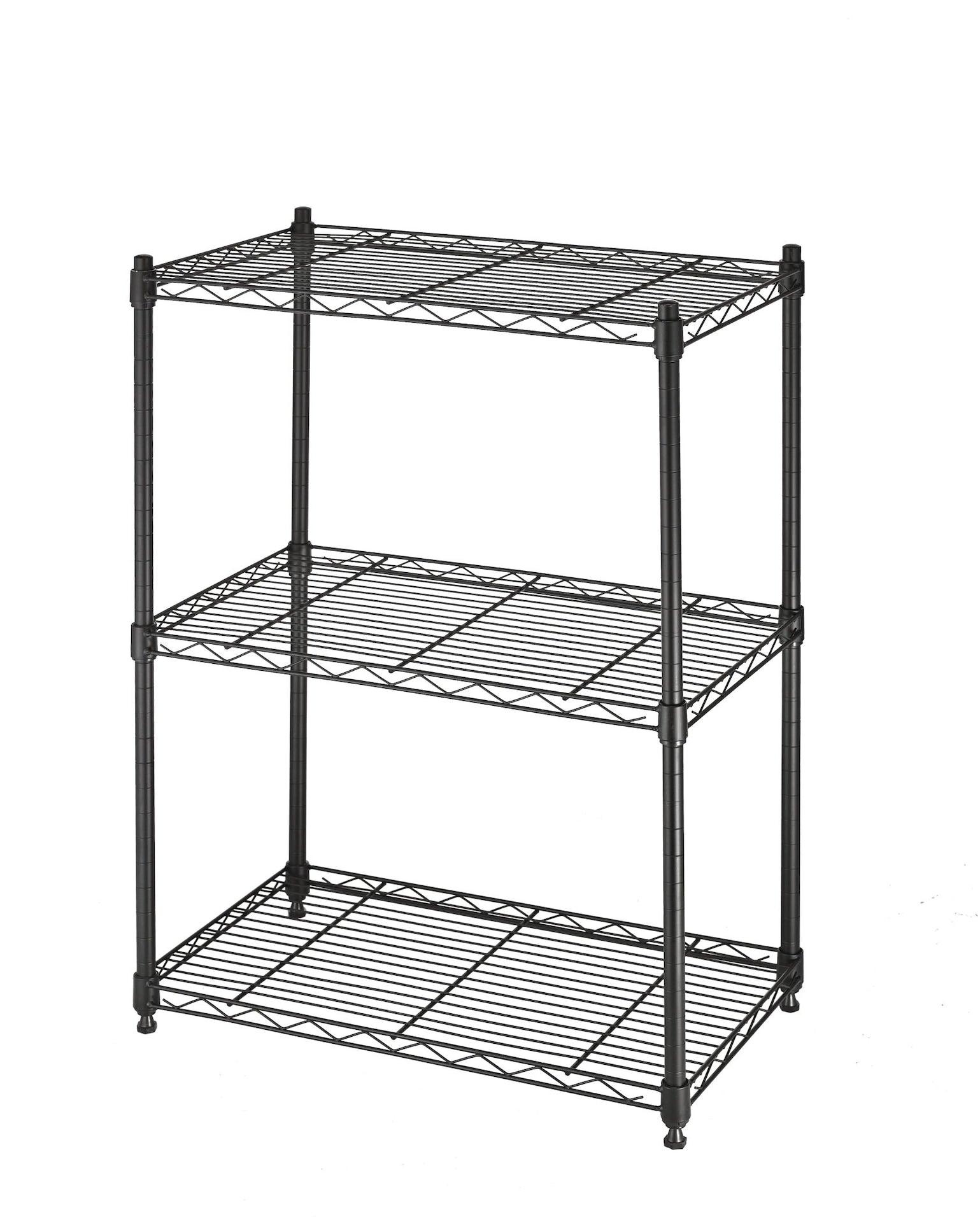 type A Metal 3-Tier Adjustable Wire Shelving Storage Unit, Black F6N6 - product image 1