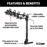 18065 Premium 5-Bike Two Arm Hitch Mount Bike Rack, Fits 2-in Receiver, Black X0F5 - product image 5