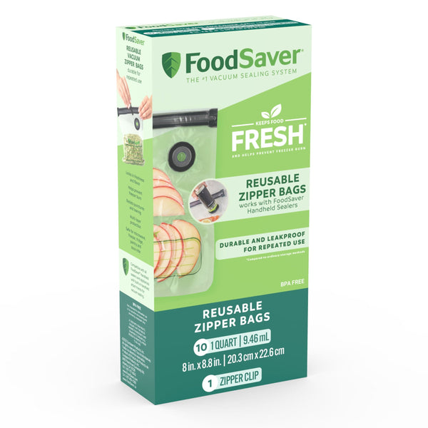 Reusable Zipper Vacuum Sealer Bags, 946mL, 10-pk A3V3