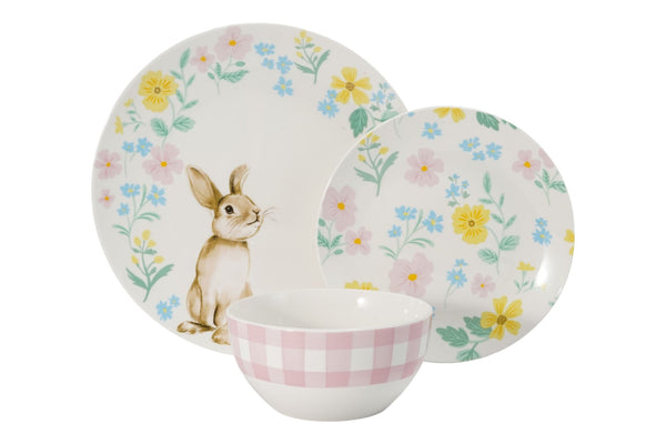 & Co Spring Bunny Porcelain Dinnerware Set, Serves 4, 12-pc, Spring Floral B2M5