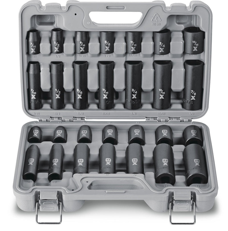 1/2-in Drive Professional Grade Impact Socket Set, 28-pc, CRMO X9G4