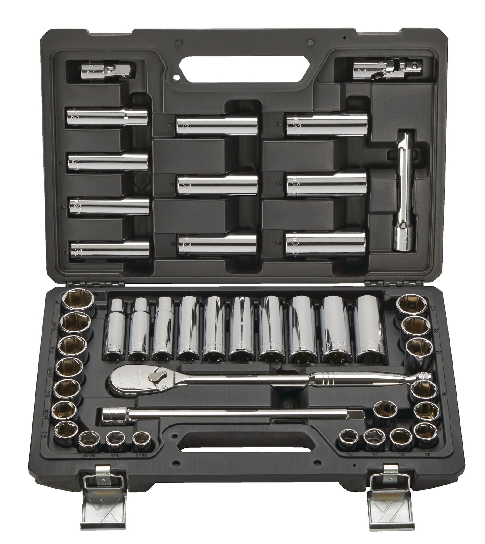 1/2-in Drive Professional Grade Socket Set, 45-pc, SAE/Metric, CRV, Nickel-Chrome Plating Q9W6 - product image 1