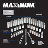 1/2-in Drive Professional Grade Socket Set, 45-pc, SAE/Metric, CRV, Nickel-Chrome Plating Q9W6 - product image 3