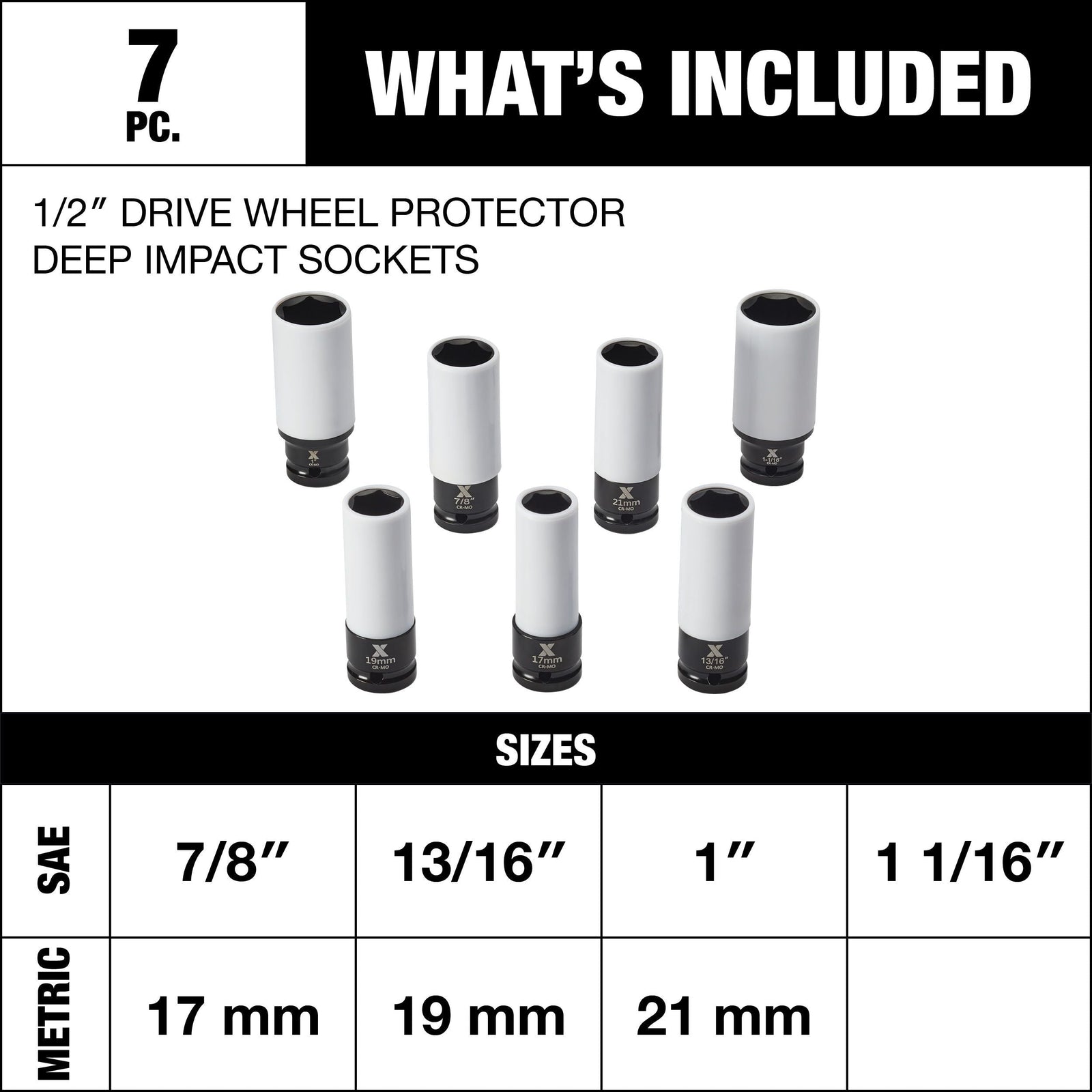 1/2-in Drive Wheel Protector Deep Impact Socket Set, 7-pc N5P1 - product image 2