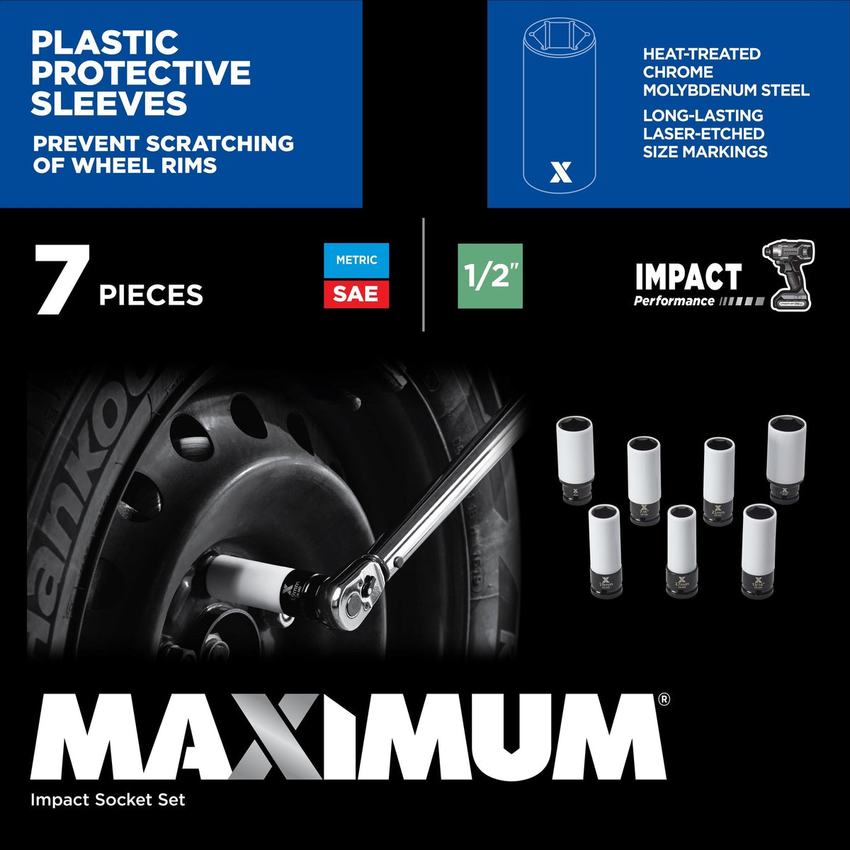 1/2-in Drive Wheel Protector Deep Impact Socket Set, 7-pc N5P1 - product image 4