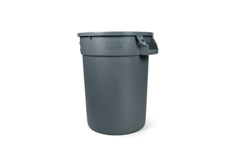 Commercial Circular Outdoor Garbage Can with Lid, Grey Z6K3