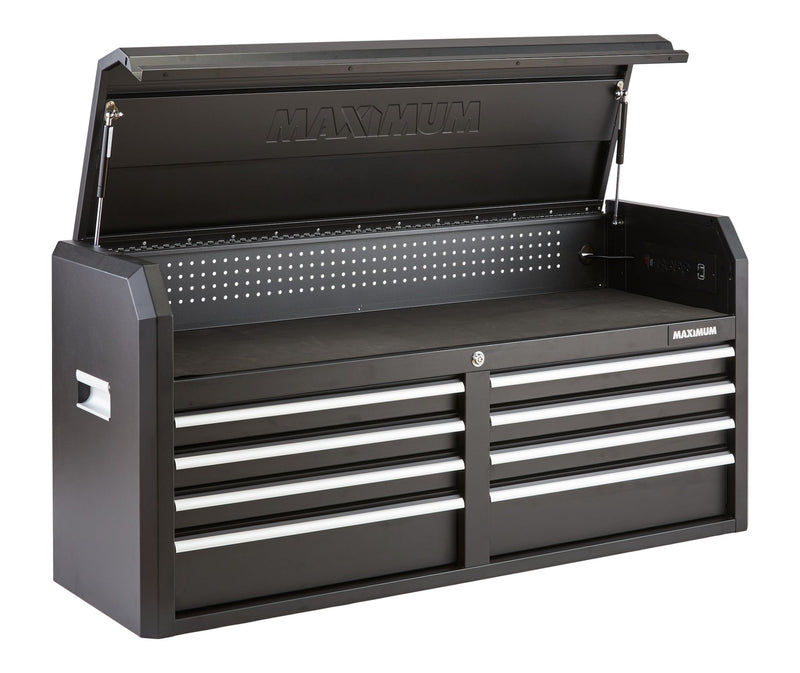 Tool Storage Chest, Built-In Power Bar with USB, 8-Drawer, 56-in, Matte Black C0C7