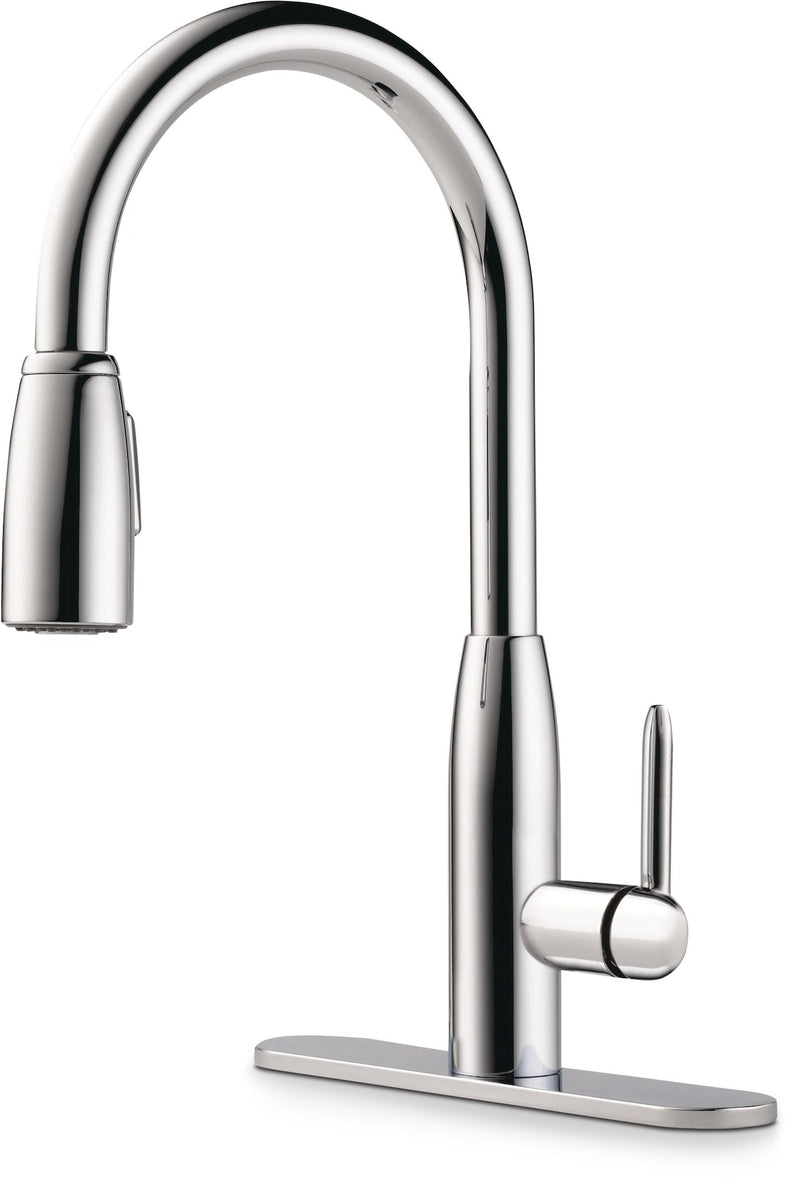 Tunbridge Single Handle High Arc Pull Down Kitchen Faucet, Chrome J1H6
