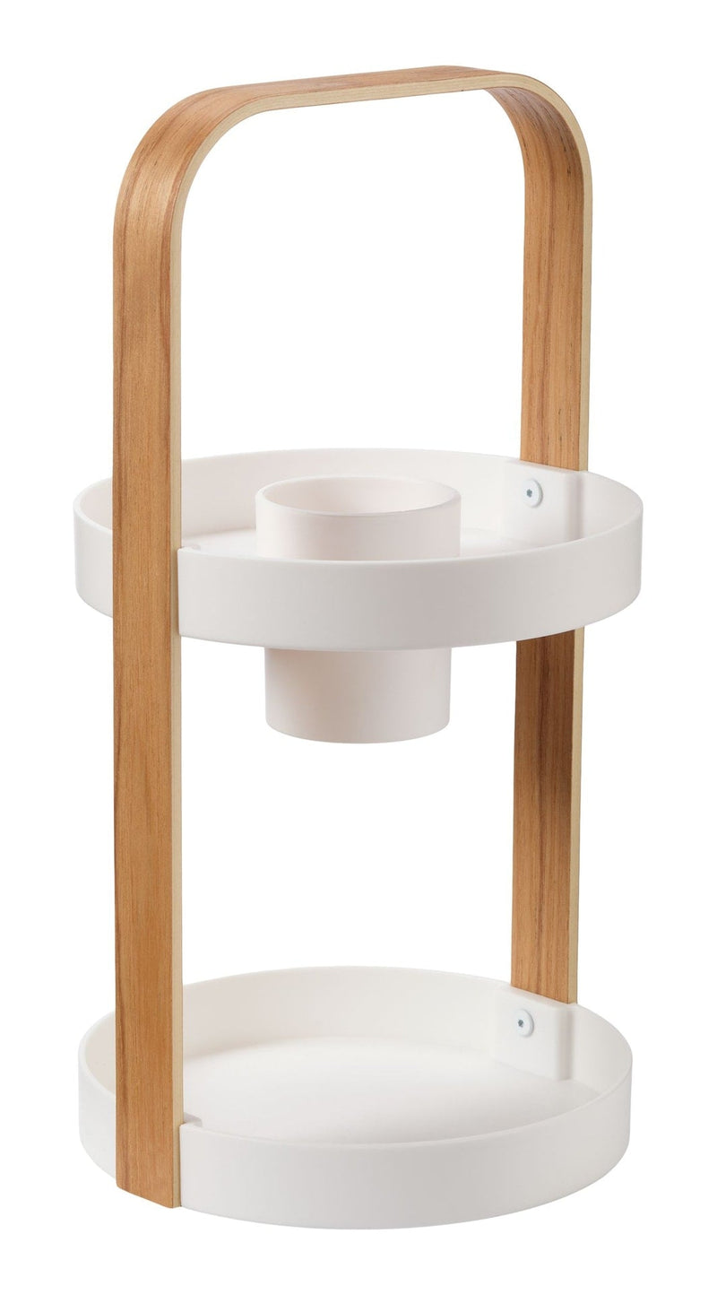 Type A Bella 2-Tier Cosmetic Bathroom Vanity Organizer with Removable Cup, White/Natural R0Z7