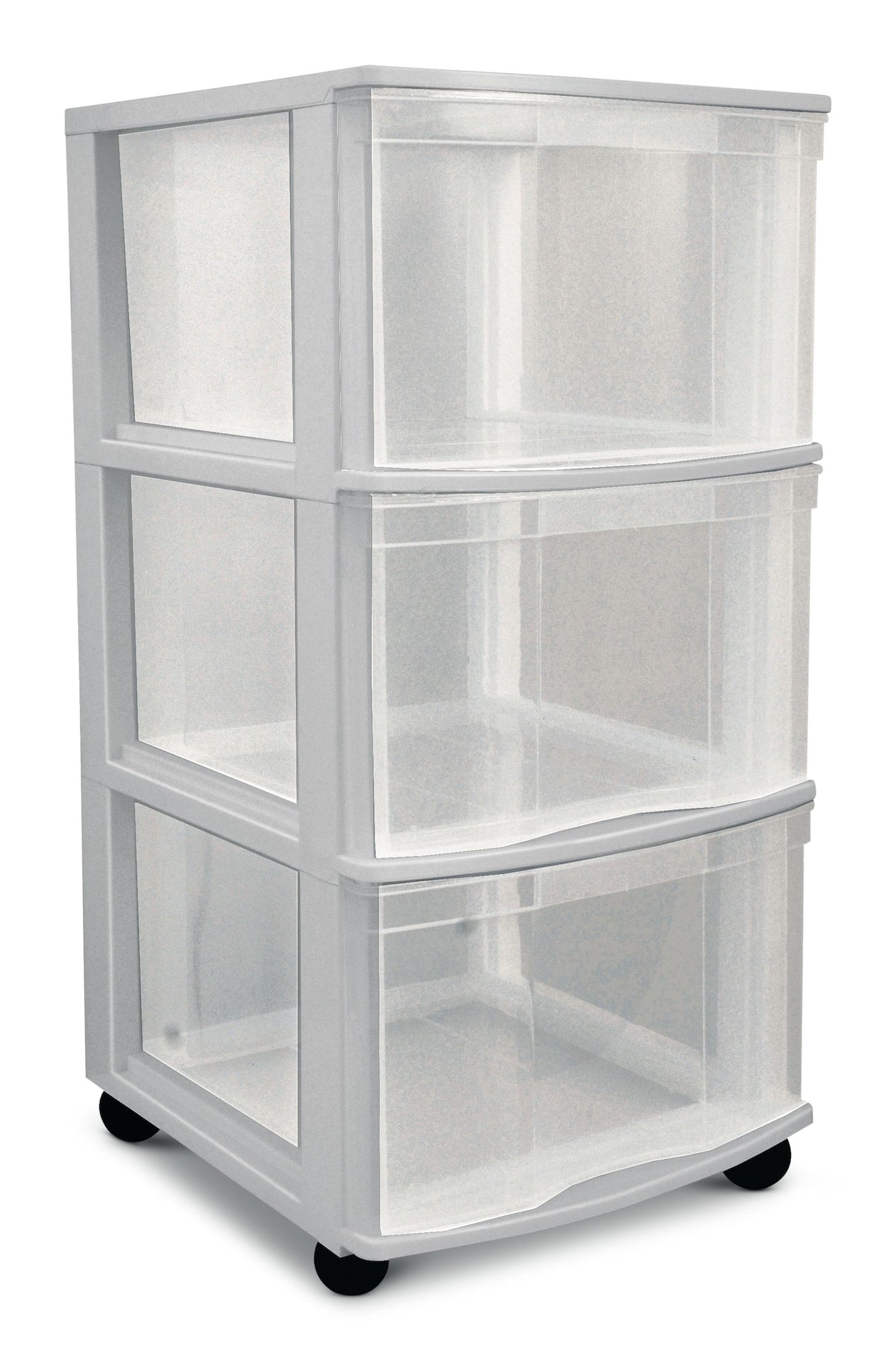 type A Clear Grey Frame 3-Drawer Storage Tower/Cart with Wheels, 26-in Y9D0 - product image 1