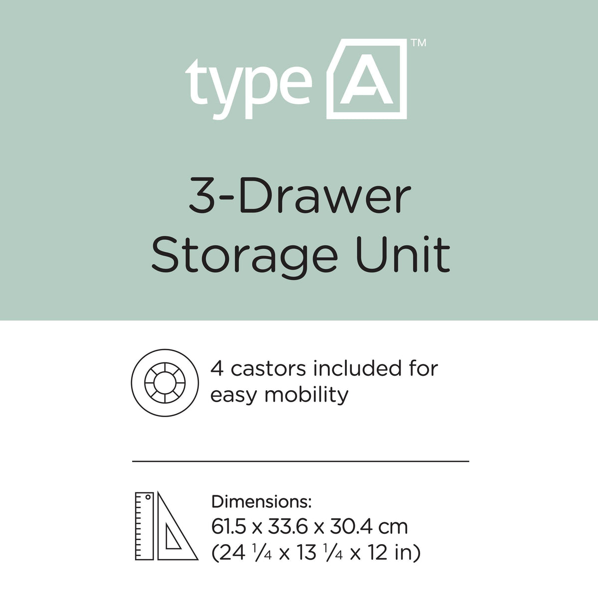 type A Clear Grey Frame 3-Drawer Storage Tower/Cart with Wheels, 26-in Y9D0 - product image 3