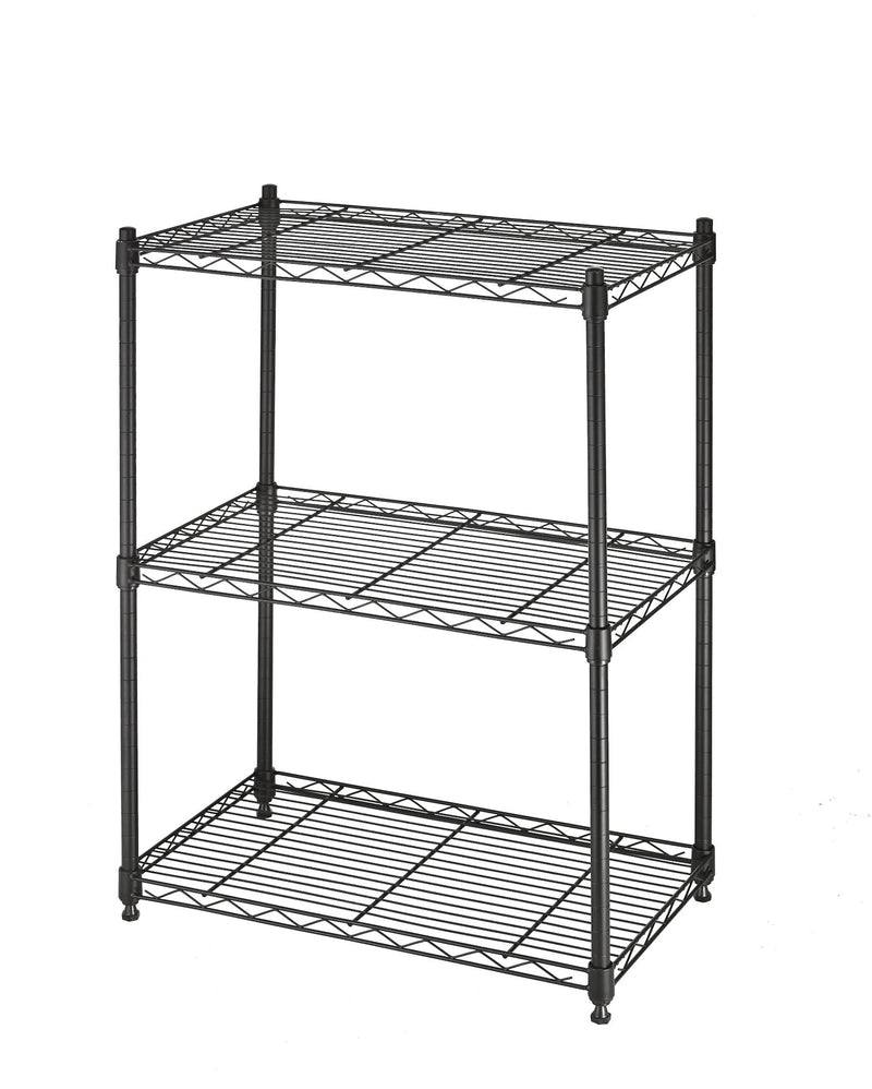 type A Metal 3-Tier Adjustable Wire Shelving Storage Unit, Black F6N6