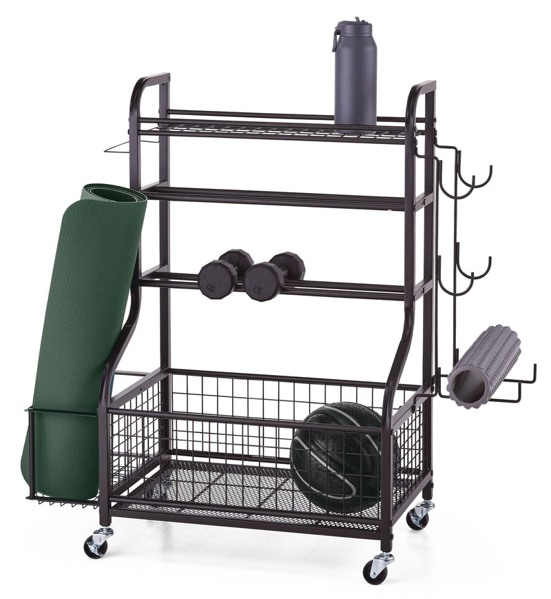 type A Multifunction Storage Rack with Wheels, Black V4X4