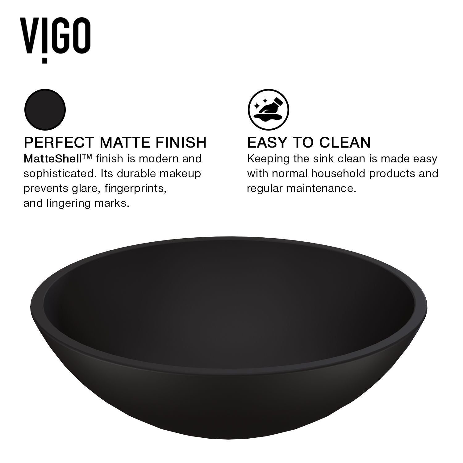 Cavalli MatteShell Round Vessel Bathroom Sink/Basin with Consistent Matte Finish, Black I7U5 - product image 2